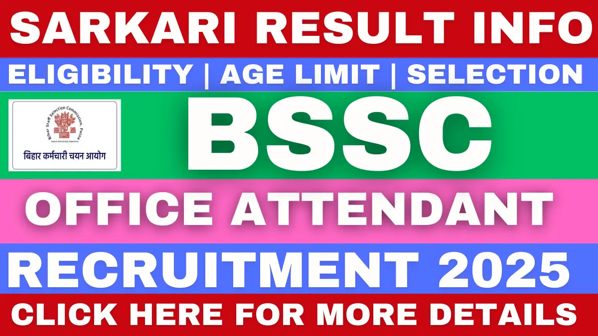 BSSC Office Attendant Recruitment 2025 Apply Online